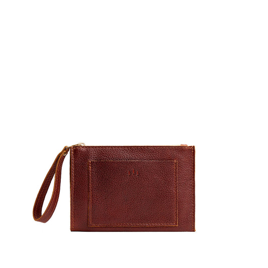 Nutmeg*Small | Wristlet pouch with front pocket and zipper closure