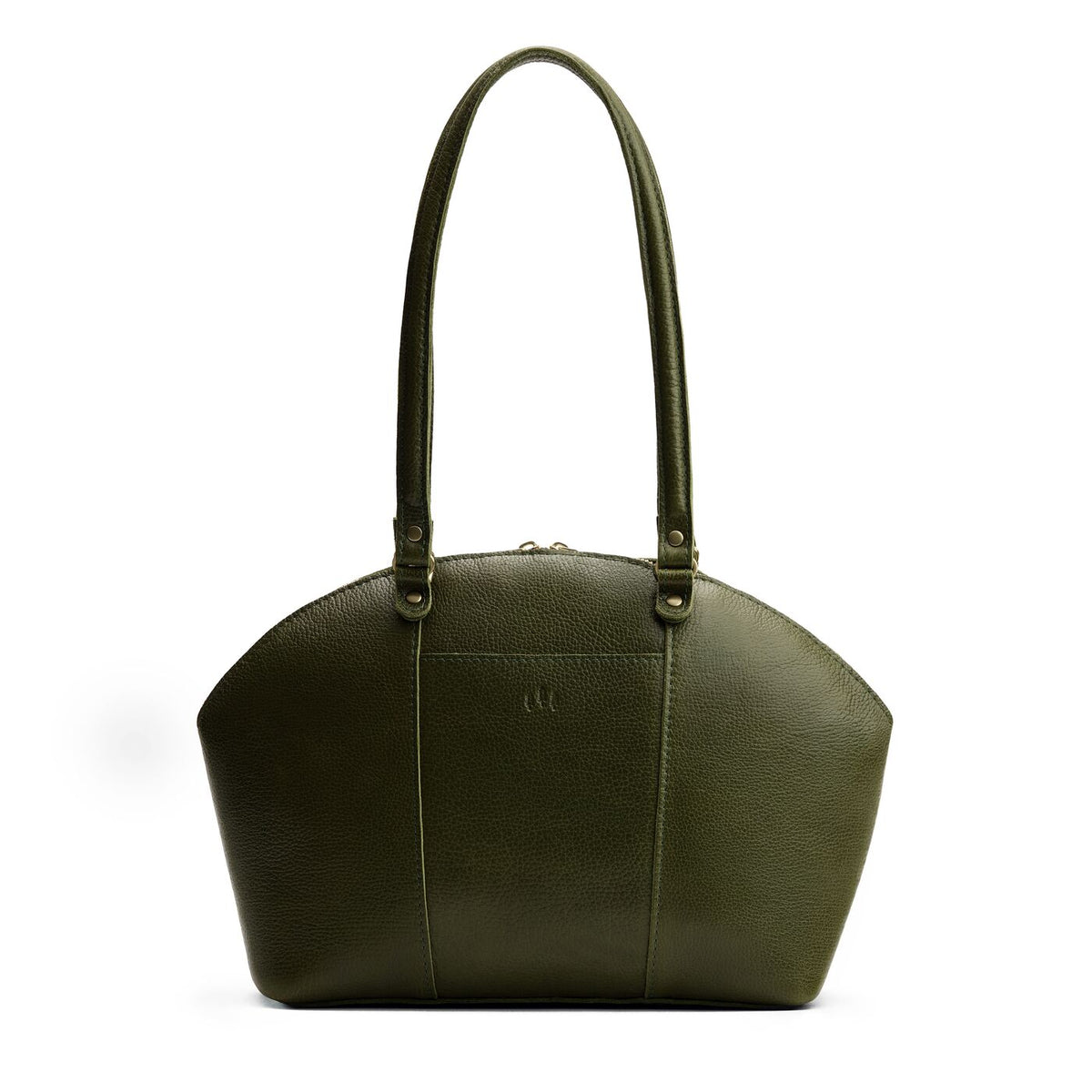 Pebbled Olive*Large | A half circle crossbody bag with handles and removable crossbody strap
