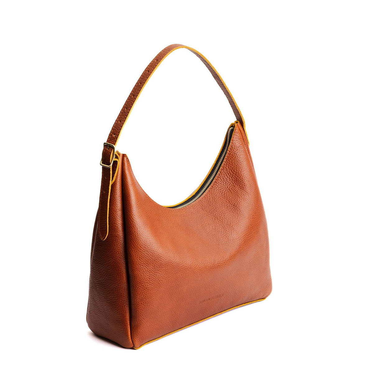 Sienna*Large | U-shaped, flat-bottomed leather shoulder bag with adjustable strap