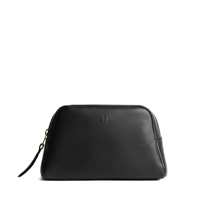Black | Trapezoid pouch with leather zipper pull