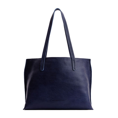 Cobalt*Medium | Leather tote bag with interior snap key loop