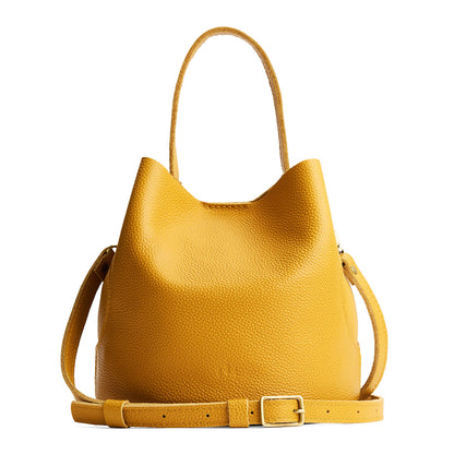 Sunshine*Large | Symmetrical bucket bag with handle, latch closure, and removable crossbody strap