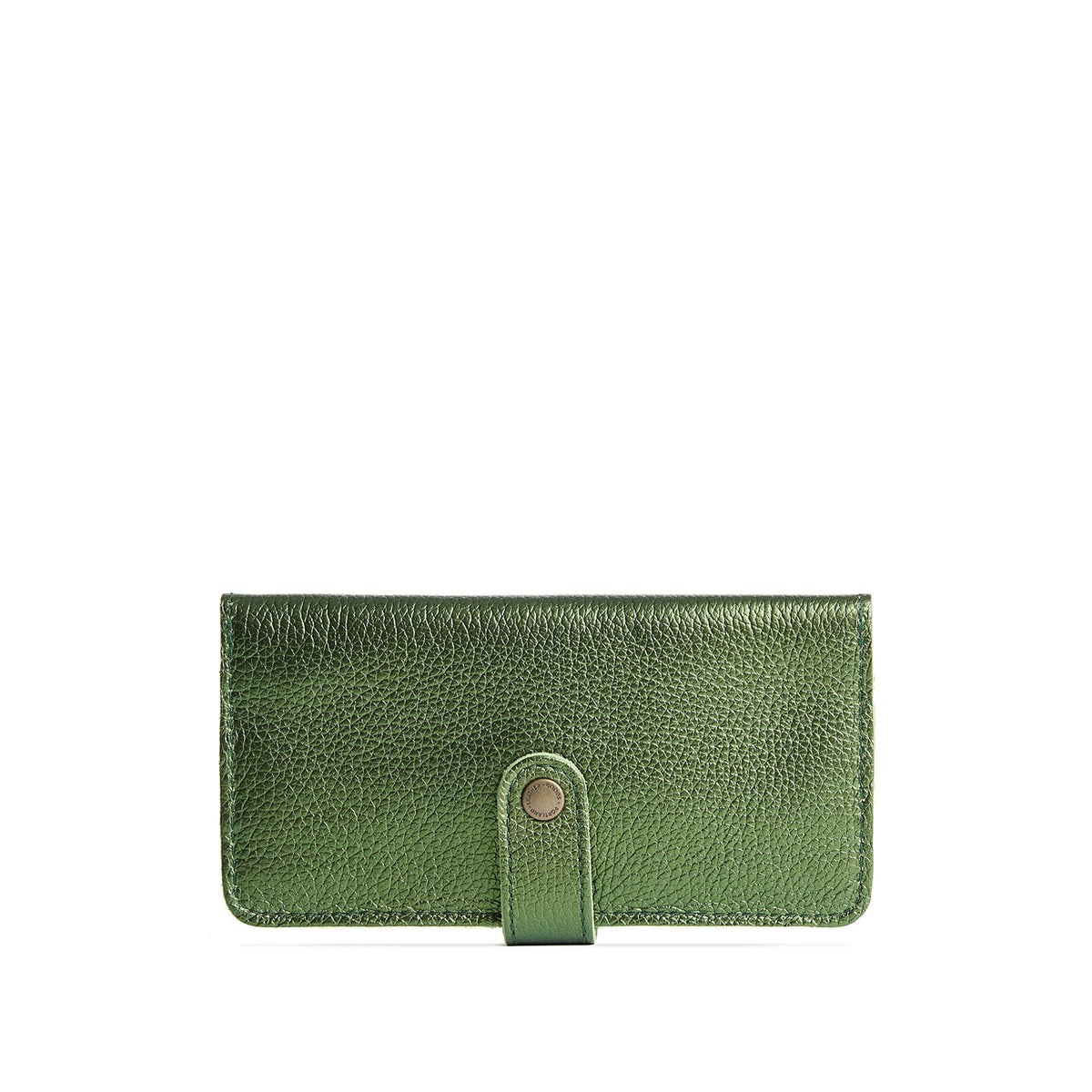 Metallic Greench | Leather wallet with snap closure