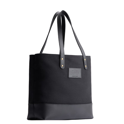 Noir | Canvas tote with leather base and handles