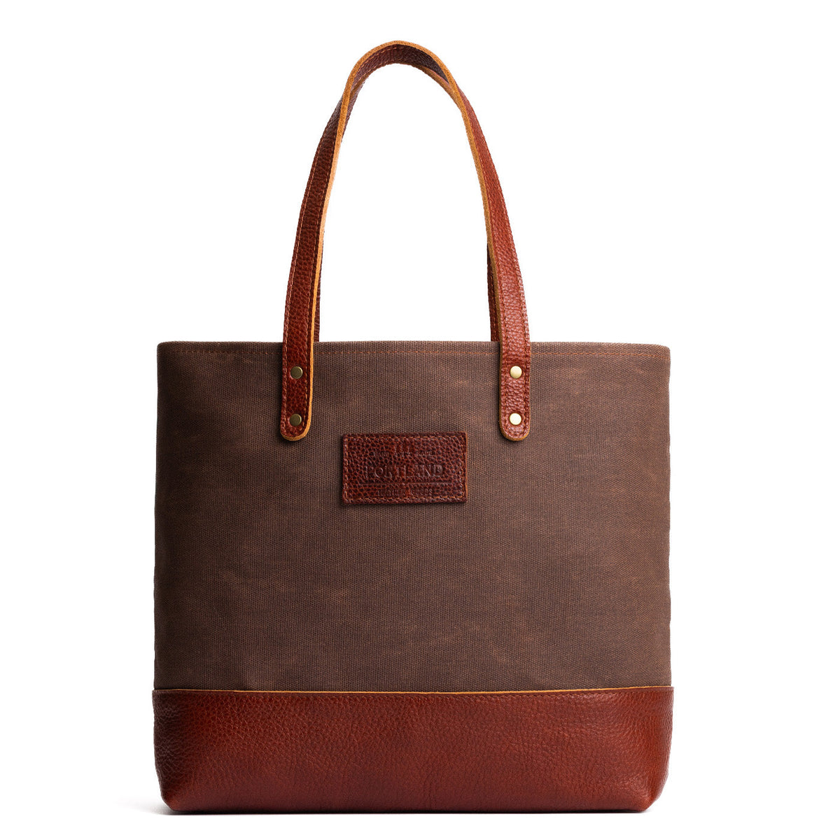 Brown | Canvas tote with leather base and handles