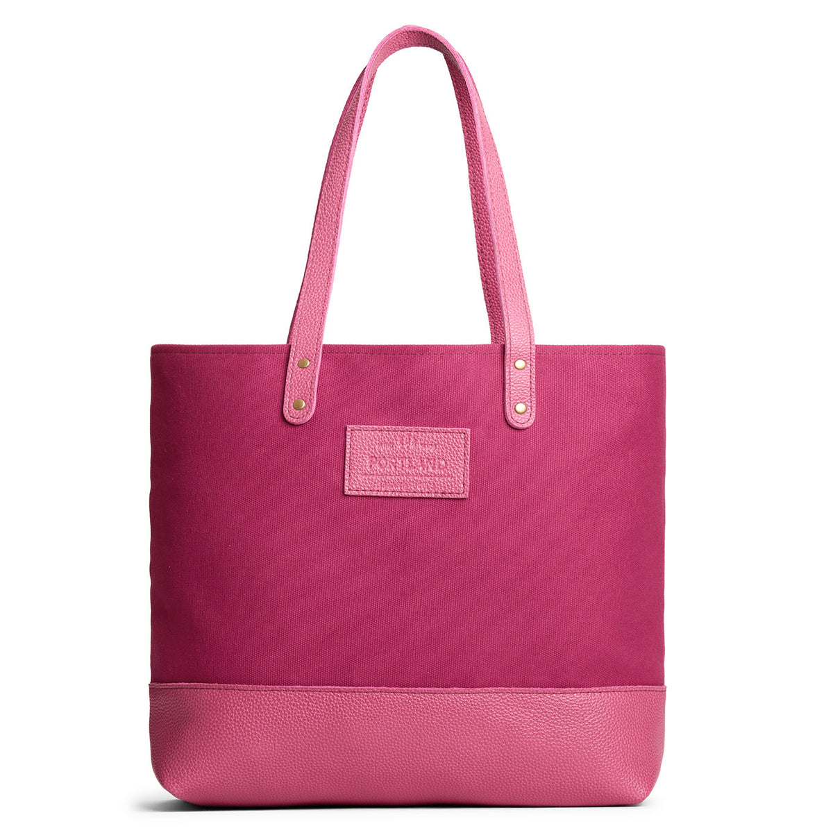 Rose Pop | Canvas tote with leather base and handles