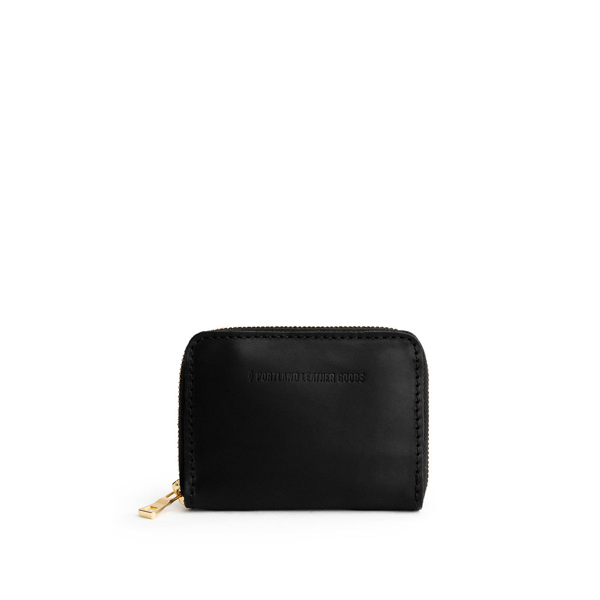 Black | Small leather wallet with zipper and PLG logo