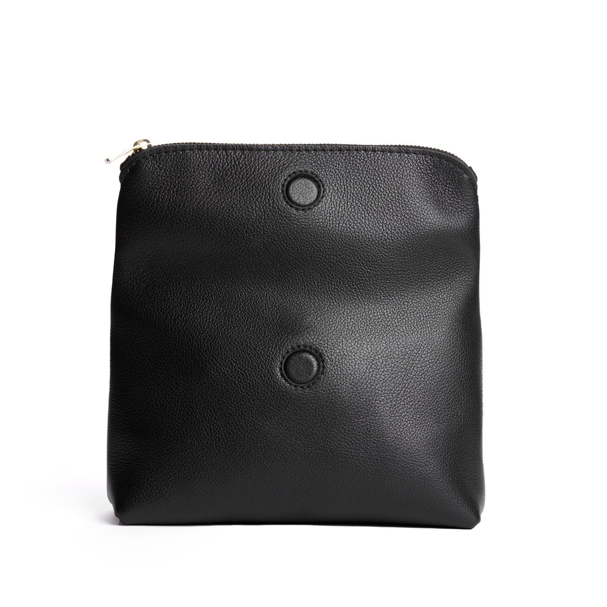 Pebbled--black | Open folded zipper pouch