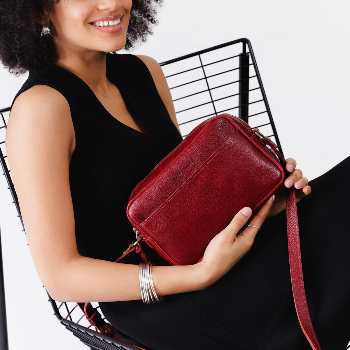 Chili Red*Large | Mid-size rectangular crossbody with adjustable strap