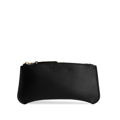 Black*Large | Small pouch with a top zipper and unique curved bottom