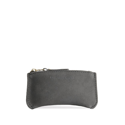 Smoke Grey*Small | Small pouch with a top zipper and unique curved bottom