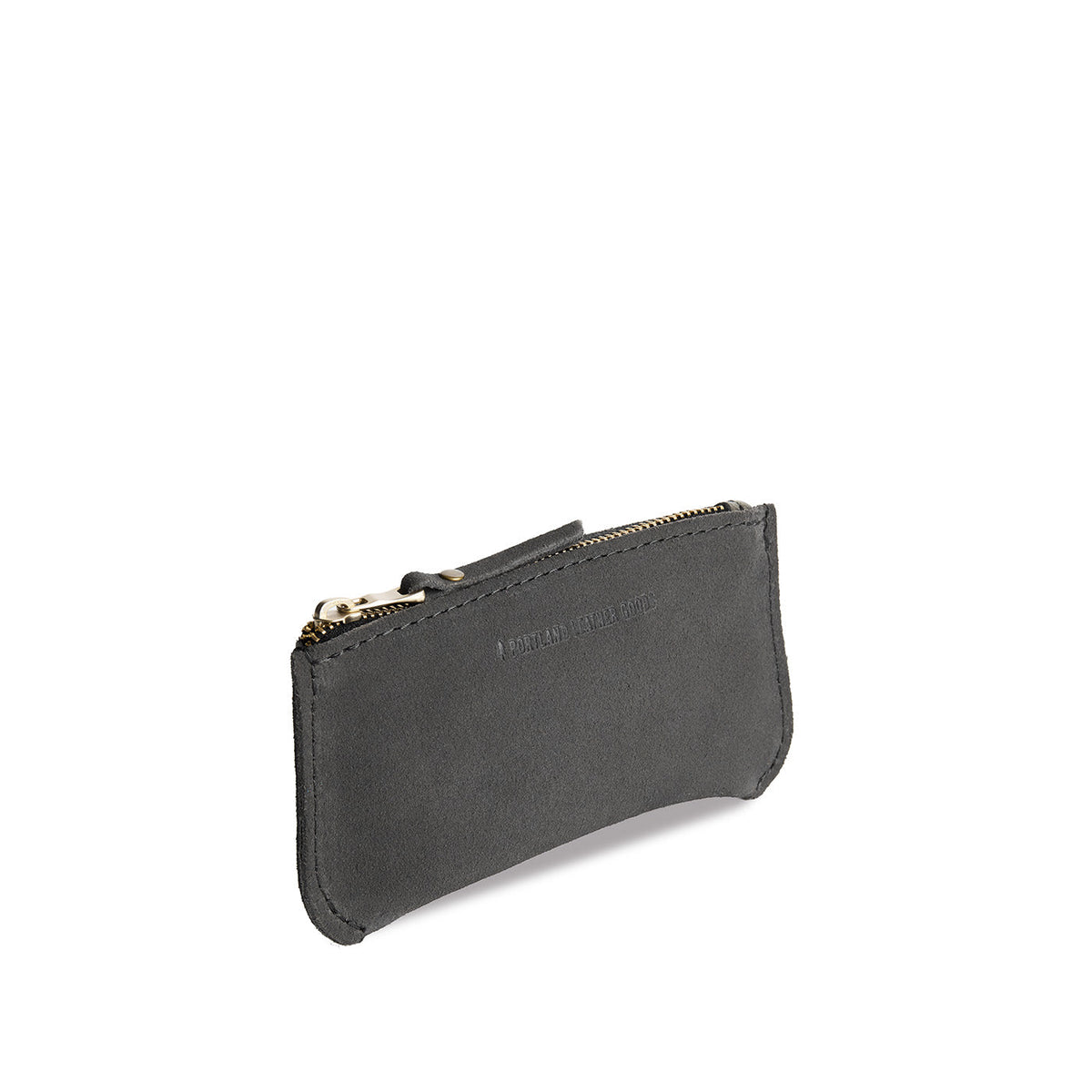 Smoke Grey*Small | Small pouch with a top zipper and unique curved bottom