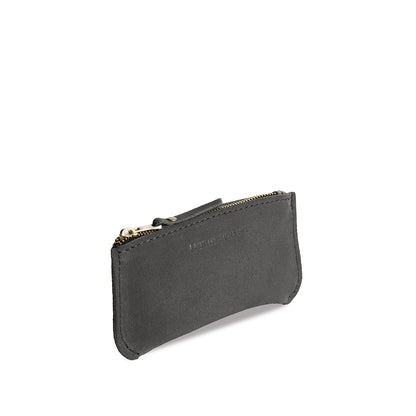 Smoke Grey*Small | Small pouch with a top zipper and unique curved bottom