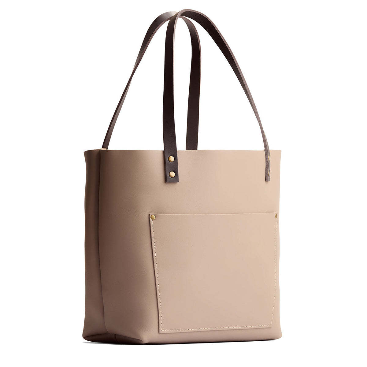 Stone*Classic | Large leather tote bag with sturdy bridle handles and front pocket