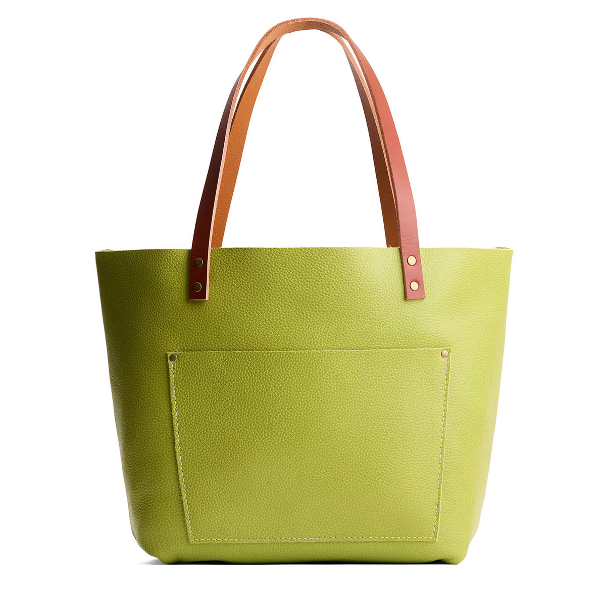 Wasabi*Classic | Large leather tote bag with sturdy bridle handles and front pocket