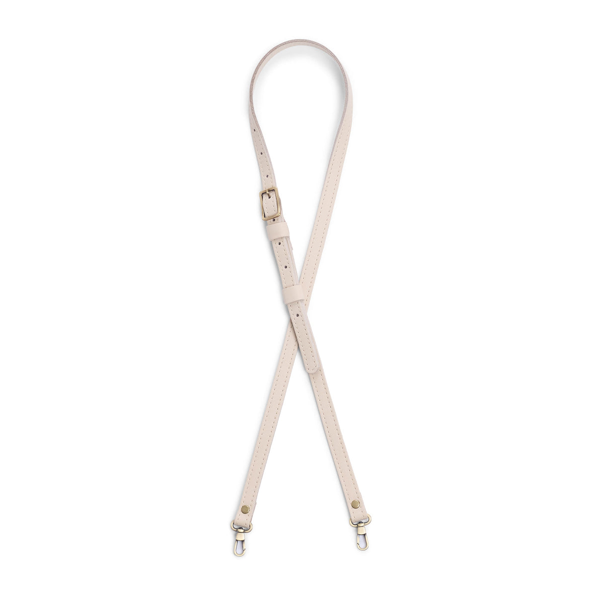 Bone | Leather crossbody strap with metal buckle and lever snap swivel clasps