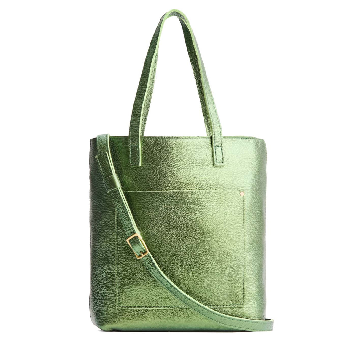 Metallic Greench*Zipper | Medium Tote with dual shoulder straps and crossbody strap