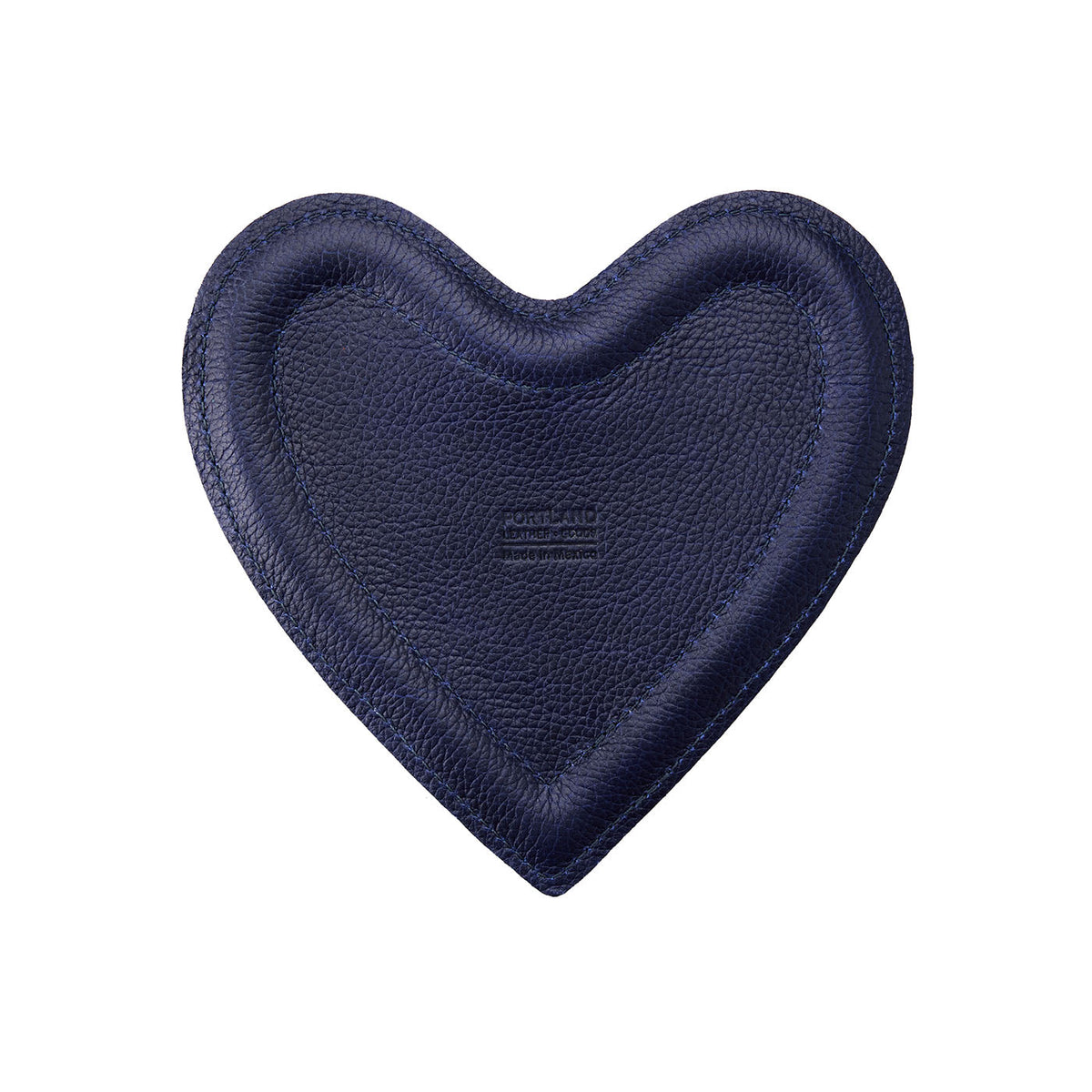 Cobalt | Heart shaped leather tray with stuffed edges