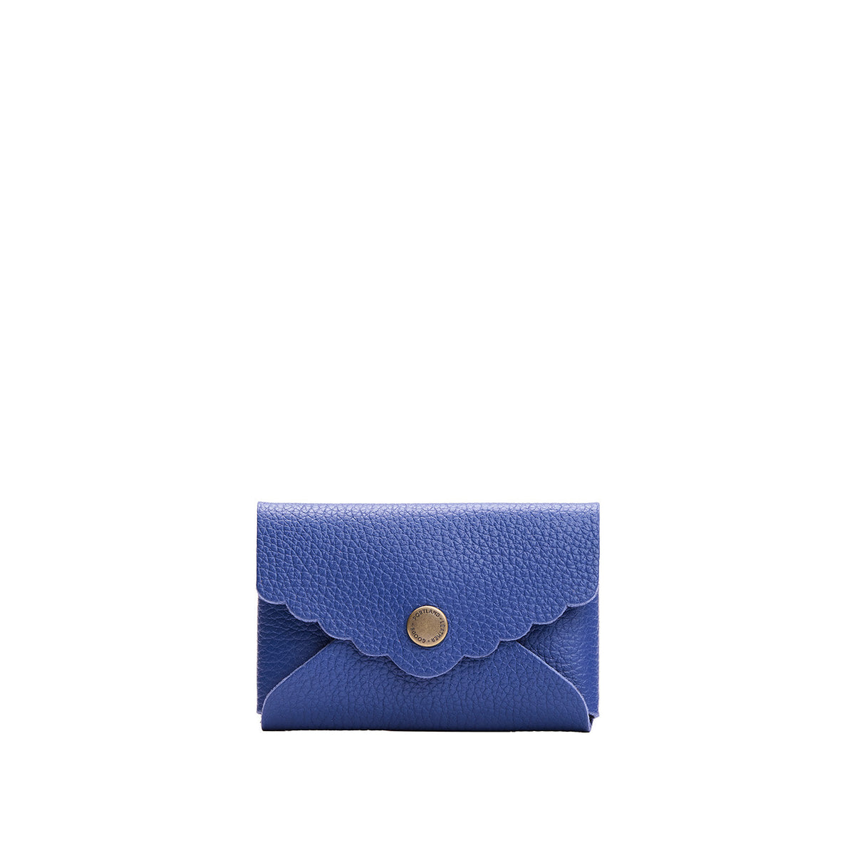 Molino Blue | Leather card wallet with scalloped edge
