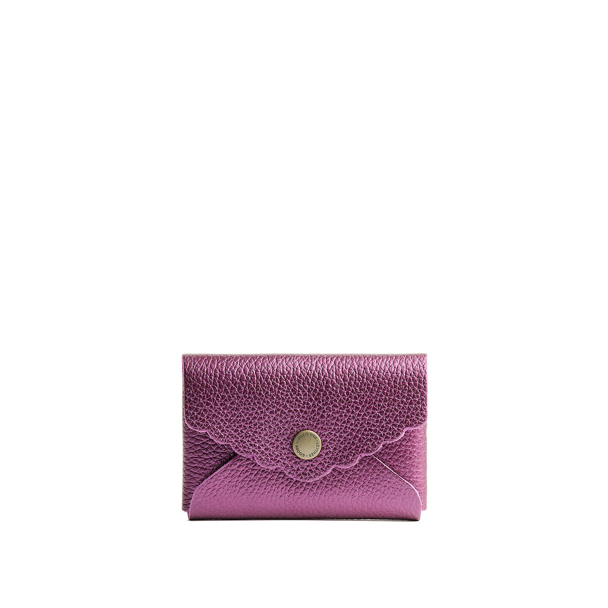 Ultra Violet | Leather card wallet with scalloped edge closed