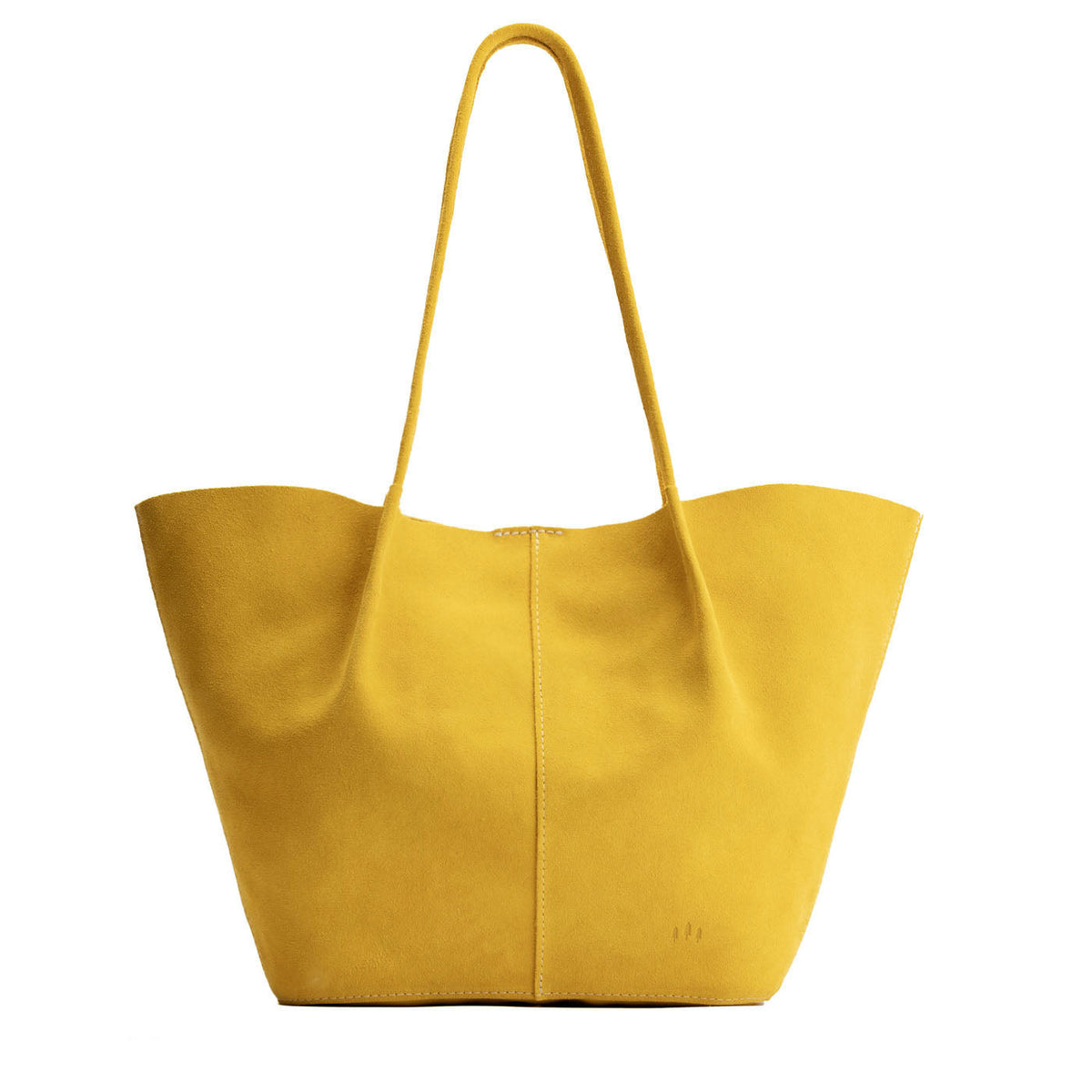 Hello Yellow*Oversized | Extra wide bucket shaped tote bag with matching leather handles