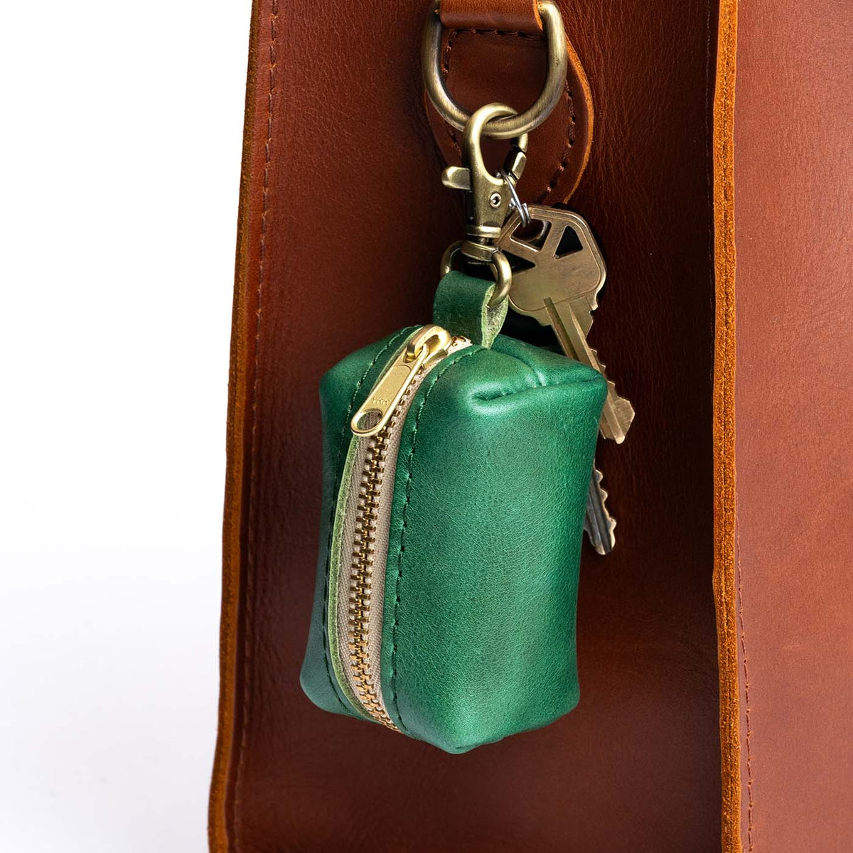 All Color: Cowboy Mint | Leather small keychain pouch