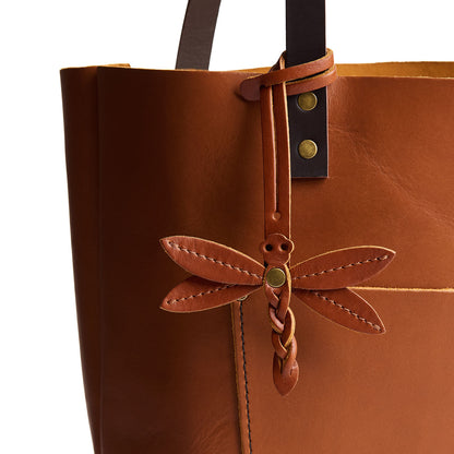 Honey | Dragonfly shaped leather charm tassel