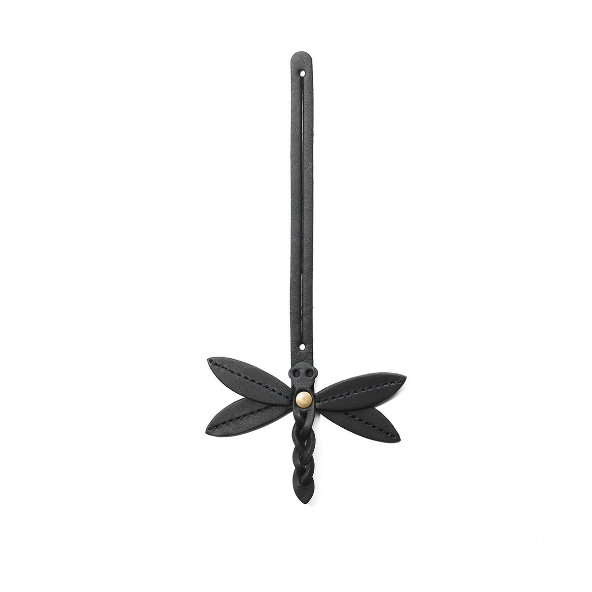 Black | Dragonfly shaped leather charm tassel