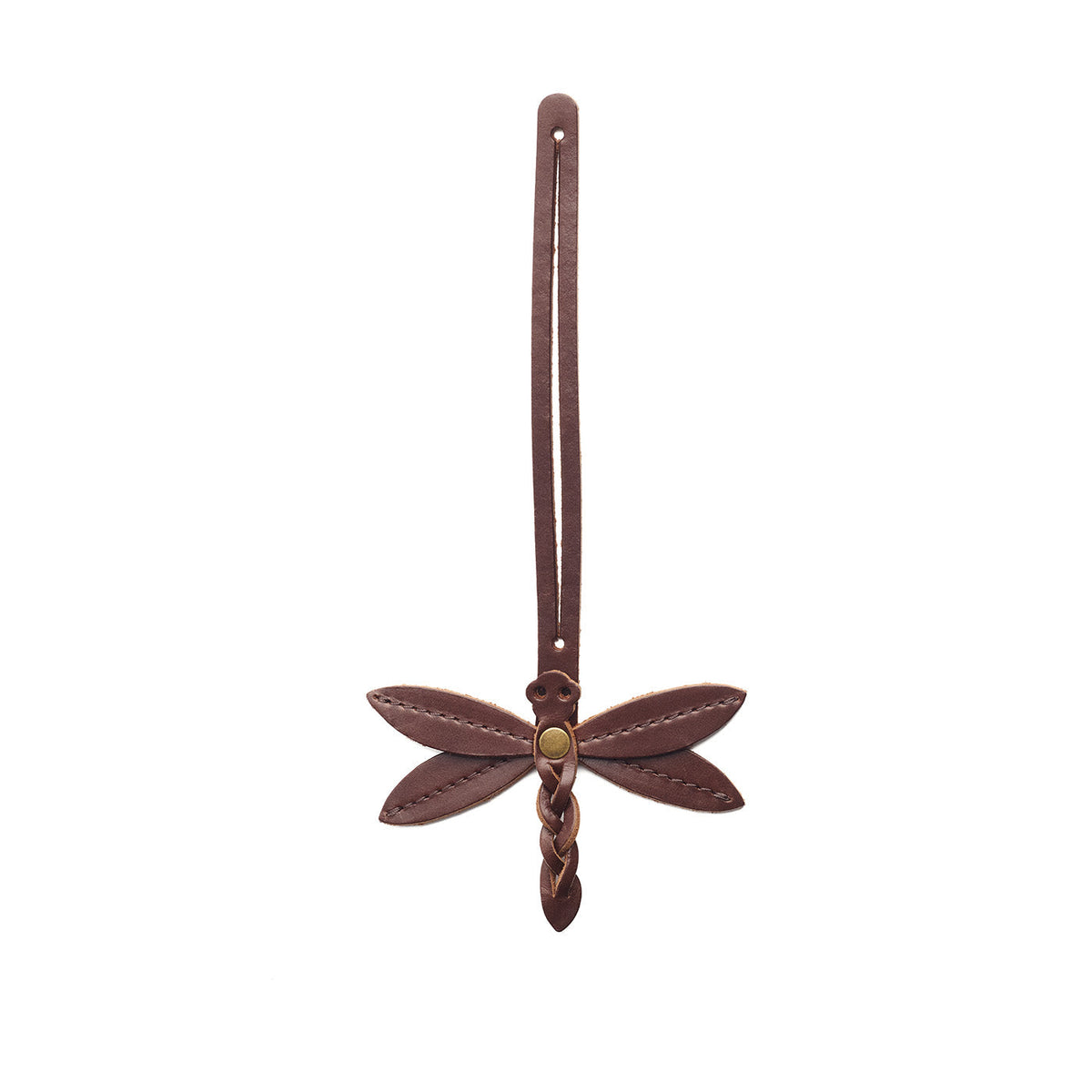 Chocolate Brown | Dragonfly shaped leather charm tassel