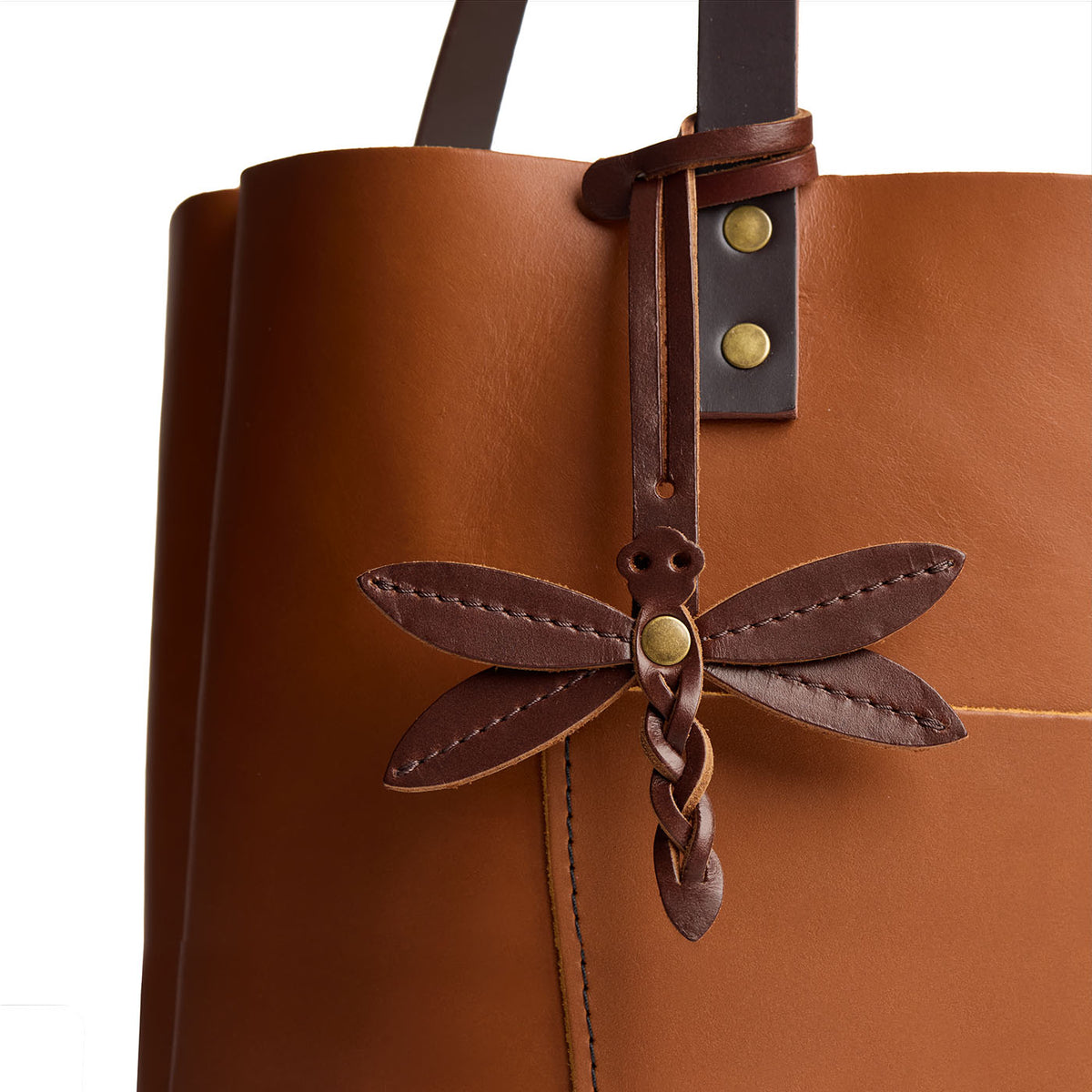 Chocolate Brown | Dragonfly shaped leather charm tassel