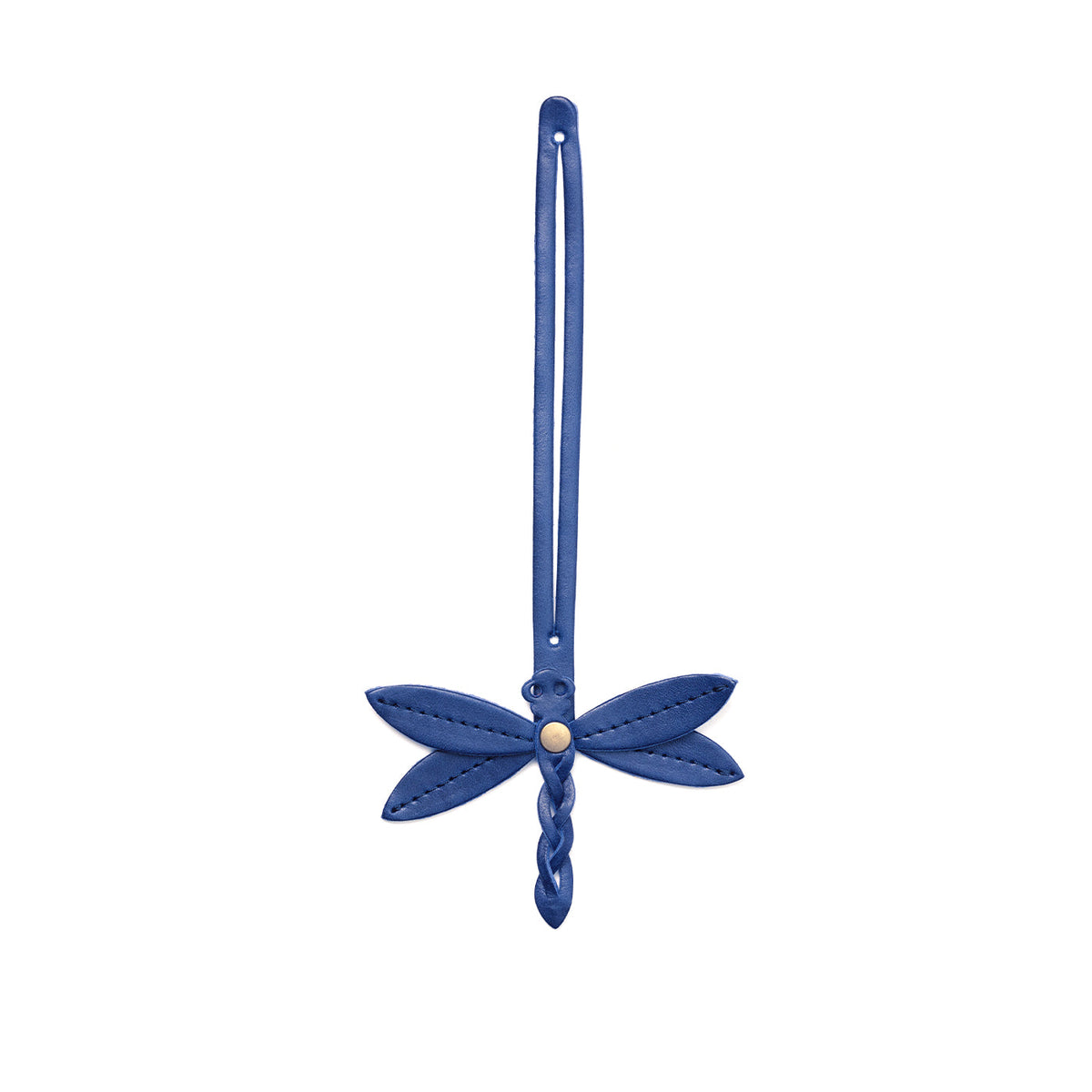 Cowboy Blue | Dragonfly shaped leather charm tassel