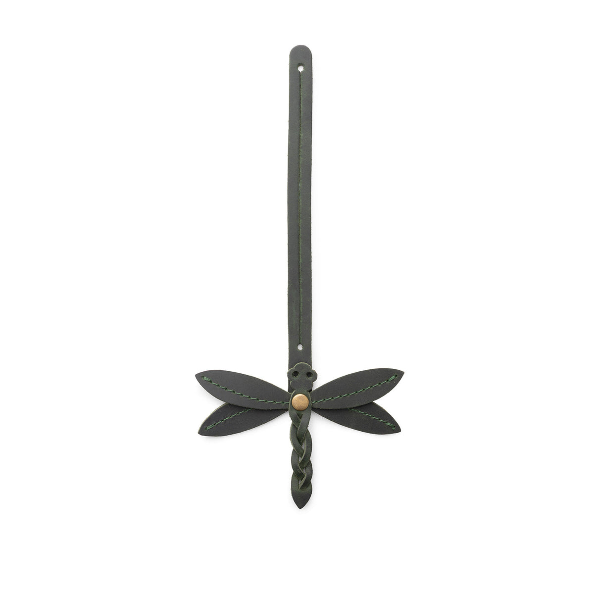 Evergreen | Dragonfly shaped leather charm tassel