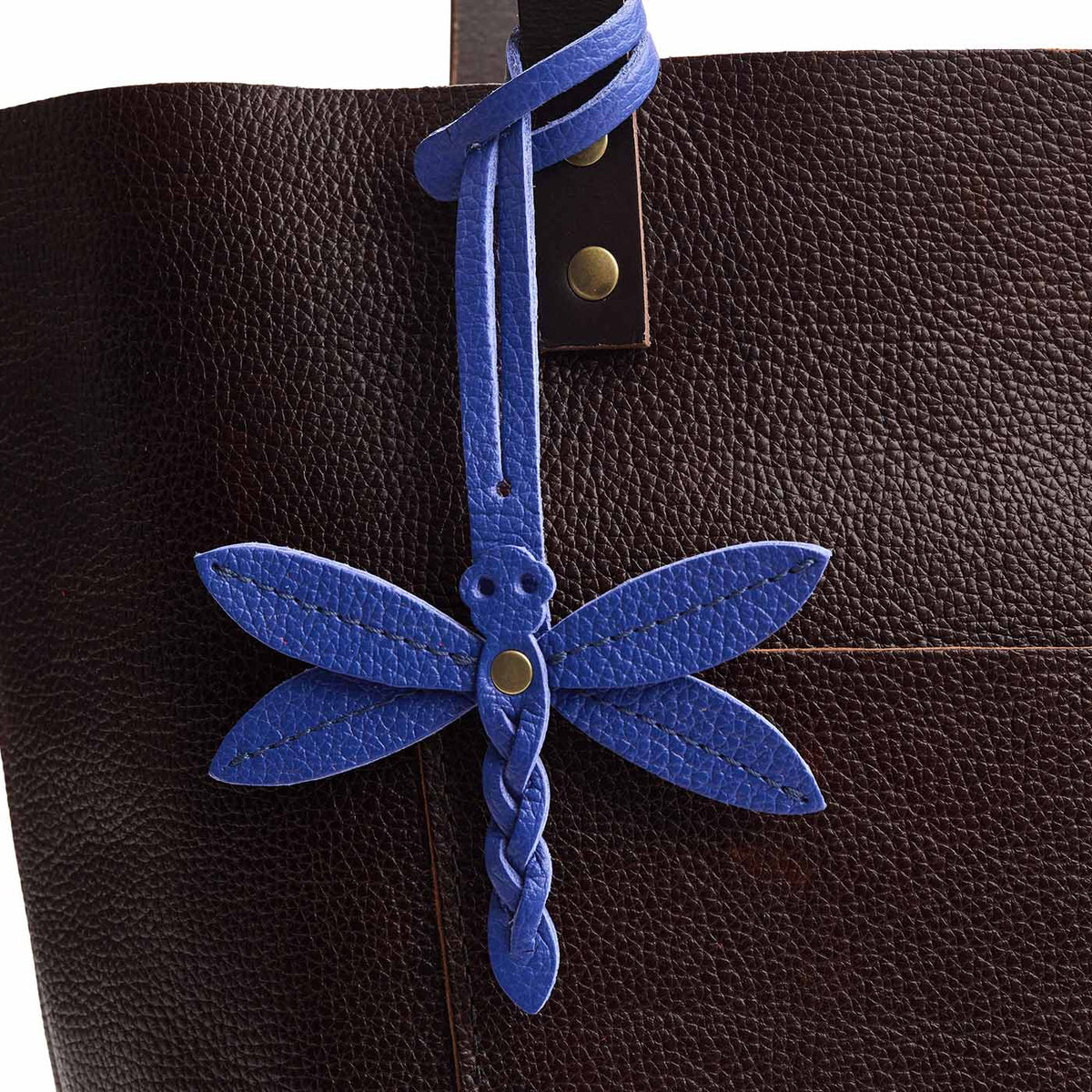 Molino Blue | Dragonfly shaped leather charm tassel