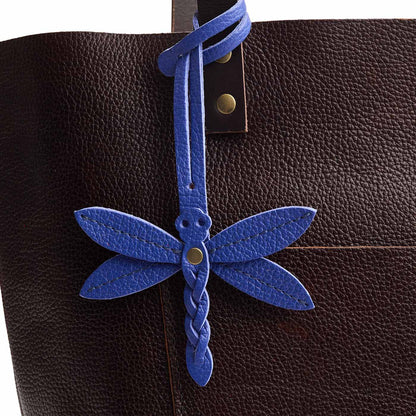 Molino Blue | Dragonfly shaped leather charm tassel