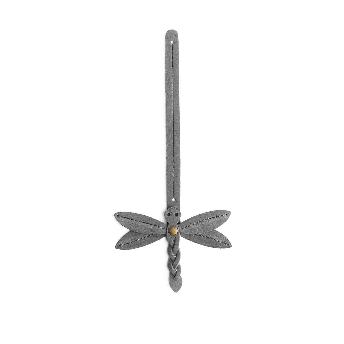 Smoke Grey | Dragonfly shaped leather charm tassel