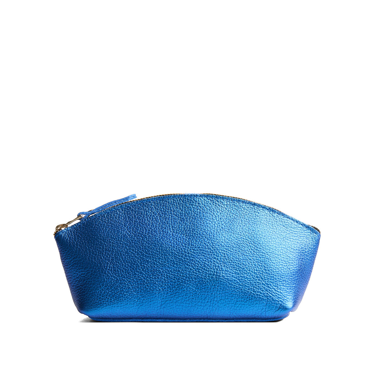 Comet Blue*Eclipse | Spacious leather makeup bag with curved seams and top zipper