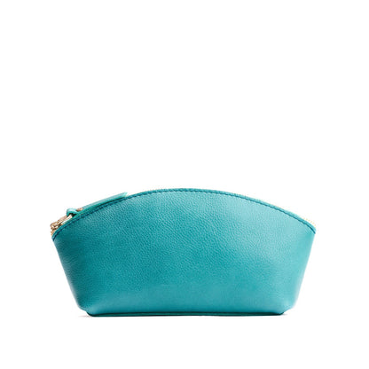 Seafoam*Eclipse | Spacious leather makeup bag with curved seams and top zipper