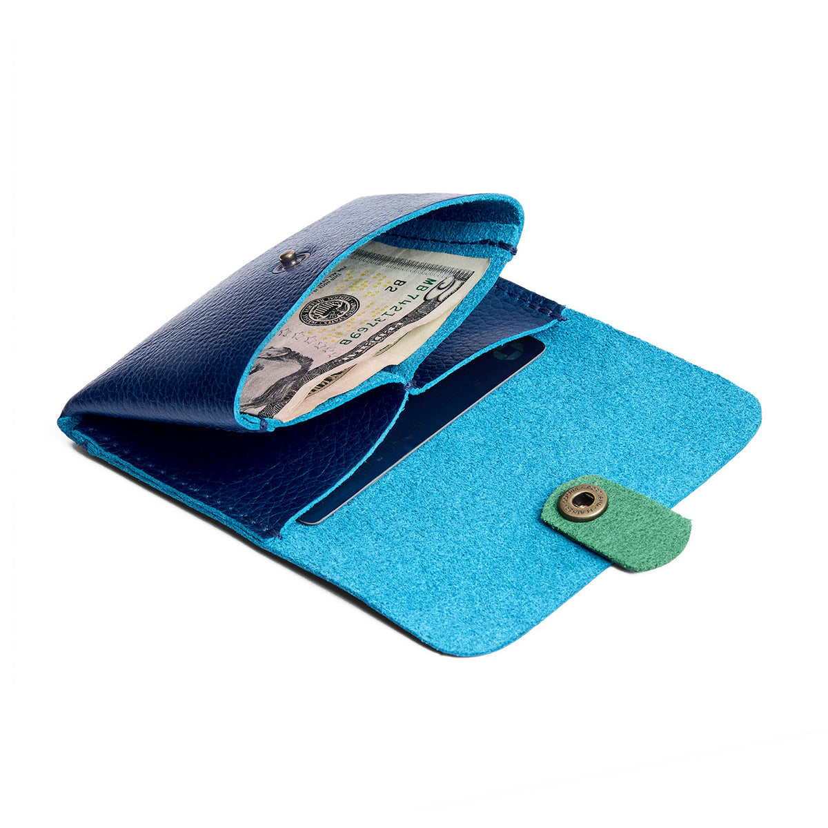 Caspian | Envelope snap wallet with contrast pull tab