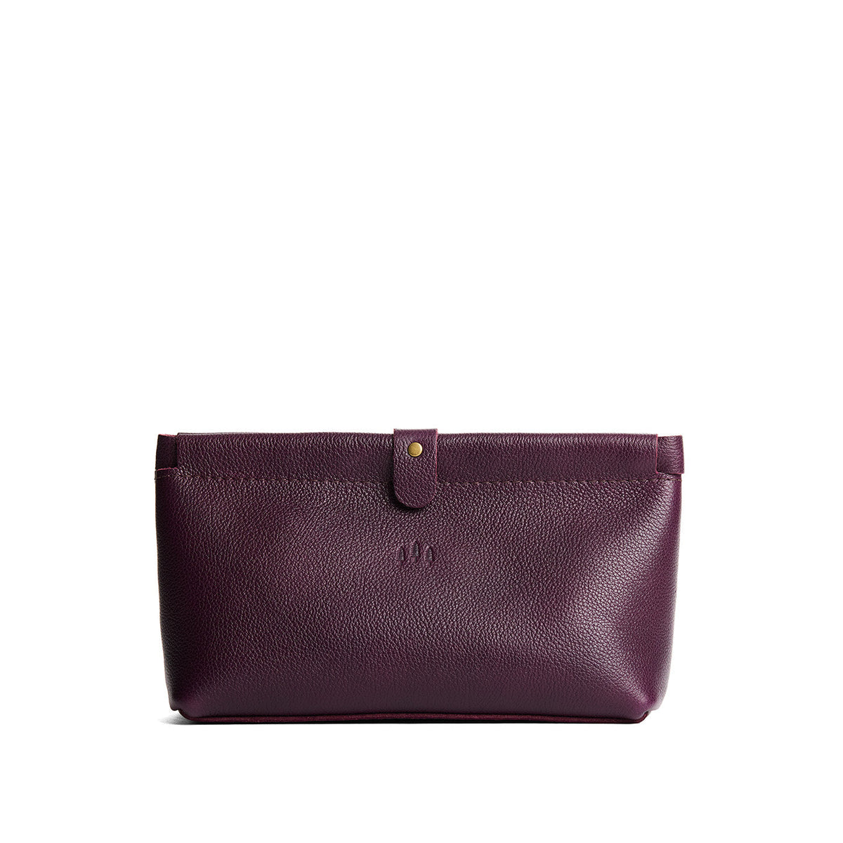 Plum | Leather pouch with frame top closure and leather pull tab