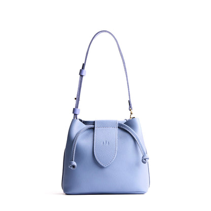 Aster*Small | Symmetrical leather bag with leather drawstring closure and adjustable shoulder strap