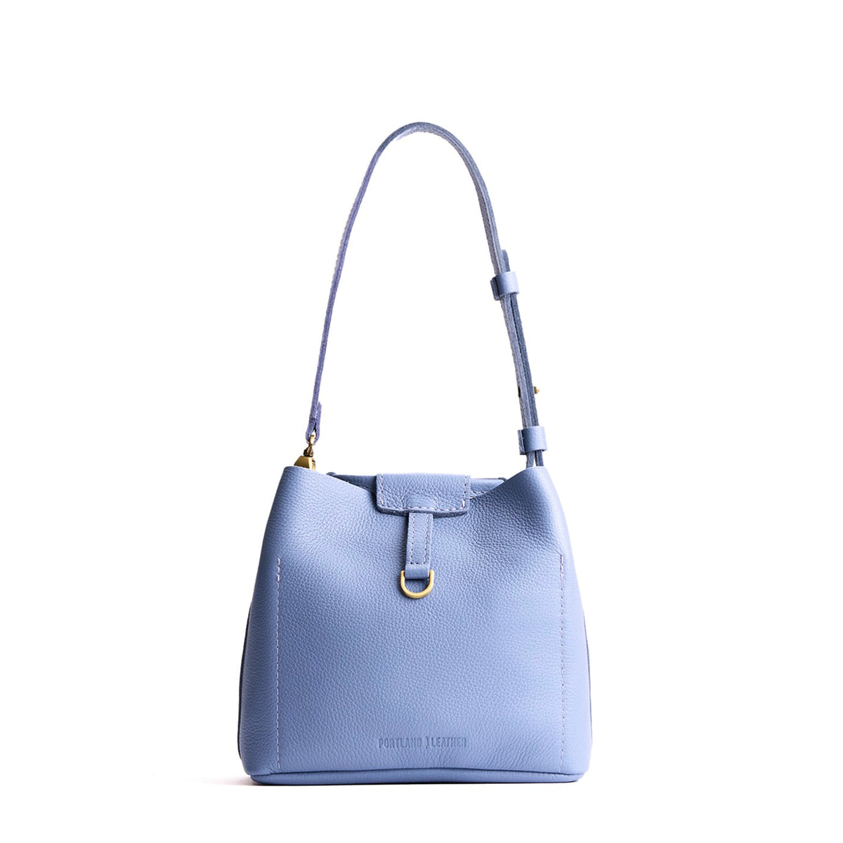 Aster*Small | Symmetrical leather bag with leather drawstring closure and back ring for accessories