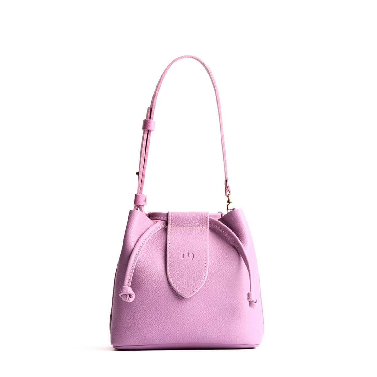 Calla Lily*Small | Symmetrical leather bag with leather drawstring closure and adjustable shoulder strap