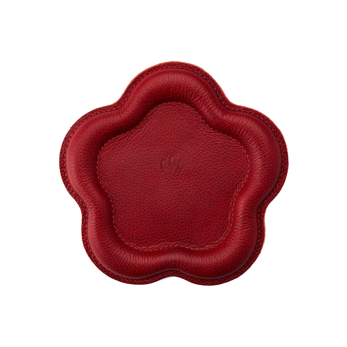Chili Red | Floral shaped leather tray with stuffed edges