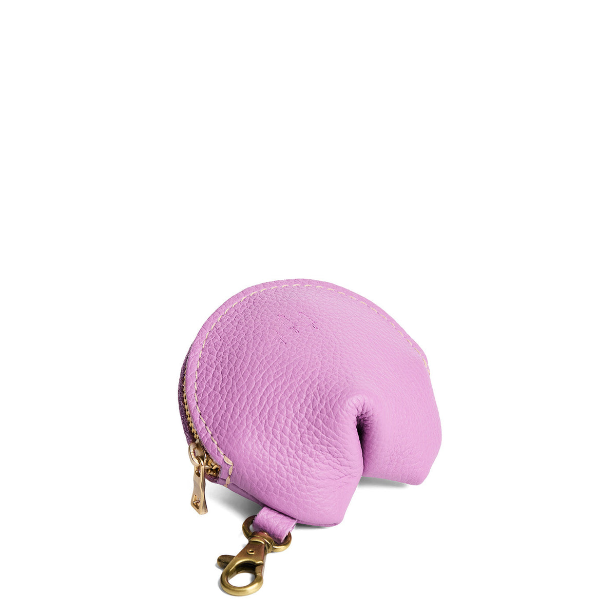 Calla Lily | Leather fortune cookie shaped keychain pouch