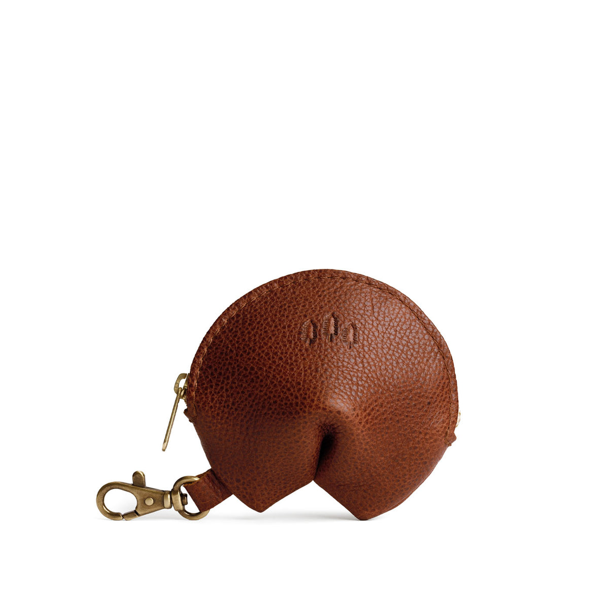 Nutmeg | Leather fortune cookie shaped keychain pouch