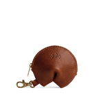 Nutmeg | Leather fortune cookie shaped keychain pouch