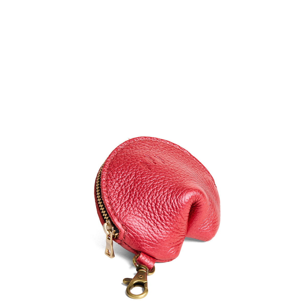 Reba Red | Leather fortune cookie shaped keychain pouch