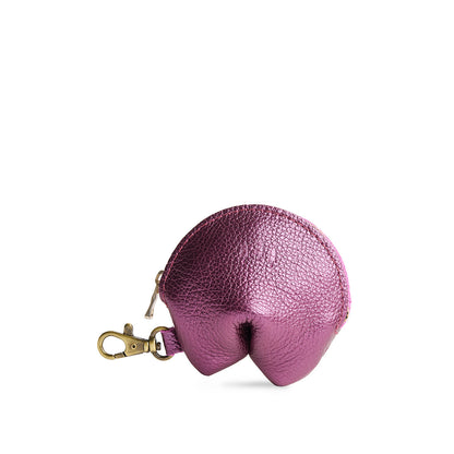 Ultra Violet | Leather fortune cookie shaped keychain pouch