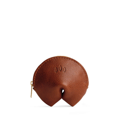 Nutmeg | Leather fortune cookie shaped pouch