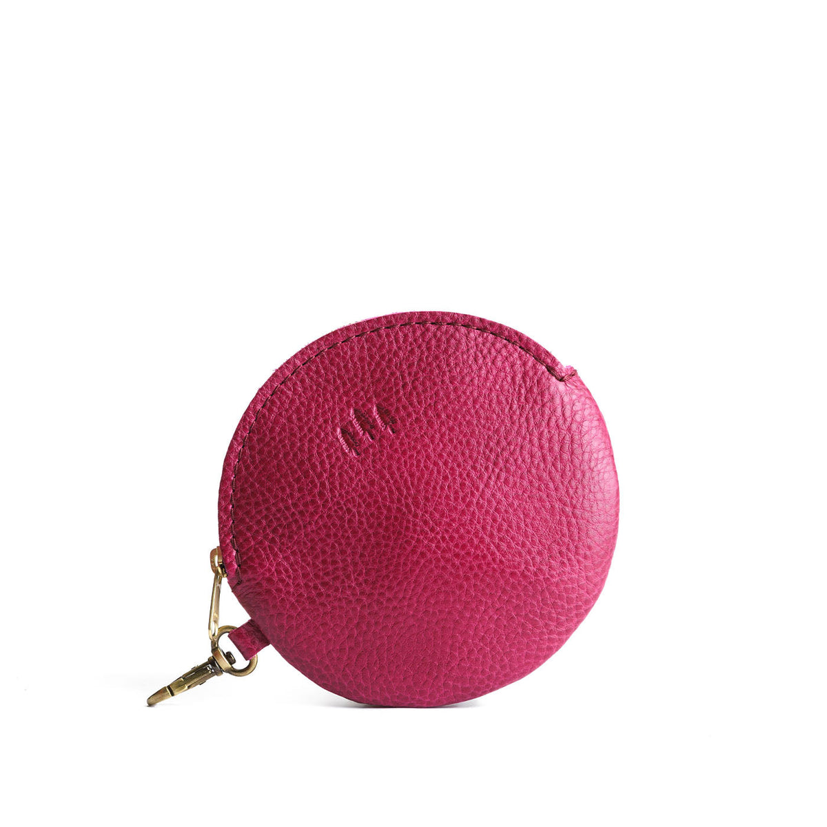 Cosmo | Leather flat round keychain pouch